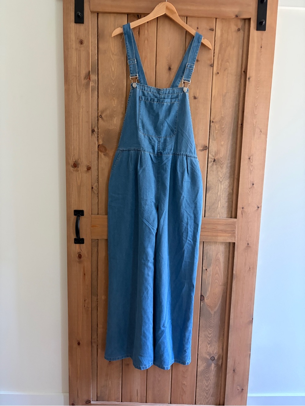 Blue Denim Wide-Leg Overalls Jumpsuit